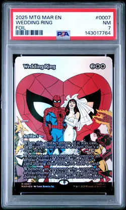 2025 MTG MARVEL'S SPIDER-MAN: SOURCE MATERIAL FOIL #0007 WEDDING RING PSA 7 - Image 1