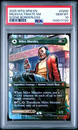 2025 MTG MARVEL'S SPIDER-MAN BORDERLESS MILES MORALES/ULTIMATE SPIDER-MAN PSA 10 - Image 1