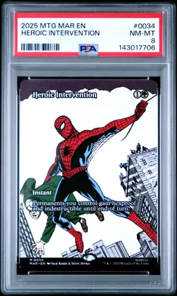2025 MTG MARVEL'S SPIDER-MAN: SOURCE MATERIAL #0034 HEROIC INTERVENTION PSA 8 - Image 1