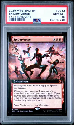 2025 MTG MARVEL'S SPIDER-MAN EXTENDED ART #0263 SPIDER-VERSE PSA 10 - Image 1