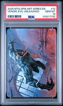2025 MTG MARVEL'S SPIDER-MAN ART SERIES #12 VENOM, EVIL UNLEASHED PSA 10 - Image 1