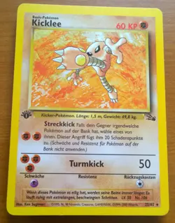NM Pokemon 2000 Vintage Kicklee Hitmonlee WOTC Rare Fossil 22 62 NEAR MINT - Image 1