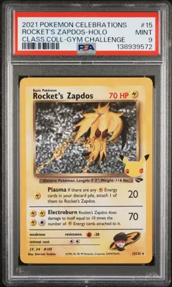 2021 POKEMON CELEBRATIONS CLASSIC COLL #15 ROCKET'S ZAPDOS-HOLO PSA 9 - Image 1