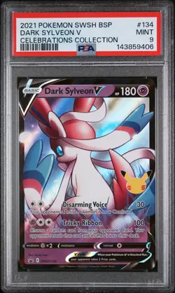 2021 POKEMON SWSH PROMO CELEBRATIONS COLLECTION #134 DARK SYLVEON V PSA 9 - Image 1