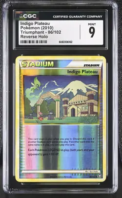 CGC 9 MINT Indigo Plateau 2010 Triumphant 86/102 Reverse Holo Pokemon Card - Image 1
