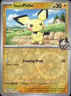 Ethan's Pichu 071/182 Reverse Holo - Pokemon SV10: Destined Rivals NM - Image 1