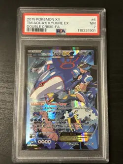 TEAM AQUA'S KYOGRE EX 2015 POKEMON XY DOUBLE CRISIS #6 FULL ART PSA 7 Nm - Image 1