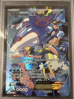 TEAM AQUA'S KYOGRE EX 2015 POKEMON XY DOUBLE CRISIS #6 FULL ART PSA 7 Nm - Image 2