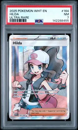2025 POKEMON WHT EN-WHITE FLARE ULTRA RARE #164 HILDA PSA 7 - Image 1