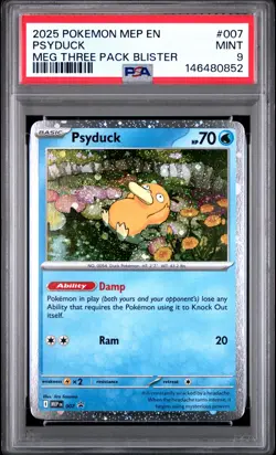 2025 POKEMON MEGA EVOLUTION THREE PACK BLISTER PSYDUCK PSA 9 - Image 1