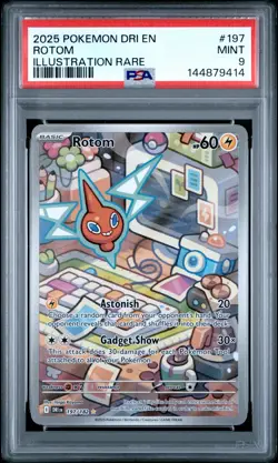 2025 POKEMON DRI EN-DESTINED RIVALS ILLUSTRATION RARE #197 ROTOM PSA 9 - Image 1