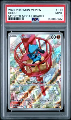 2025 POKEMON MEP EN-ME BLACK STAR PROMO #010 RIOLU PSA 9 - Image 1