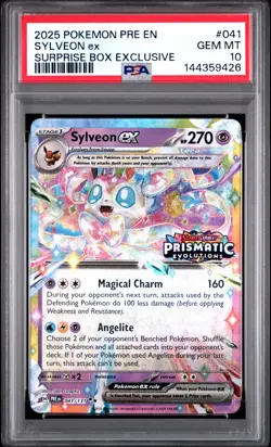 2025 POKEMON PRISMATIC EVOLUTIONS SURPRISE BOX EXCLUSIVE #041 SYLVEON EX PSA 10 - Image 1
