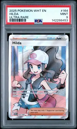2025 POKEMON WHT EN-WHITE FLARE ULTRA RARE #164 HILDA PSA 9 - Image 1