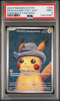 2023 POKEMON SVP EN-SV BLACK STAR PROMO #085 PIKACHU WITH GREY FELT HAT PSA 9 - Image 1