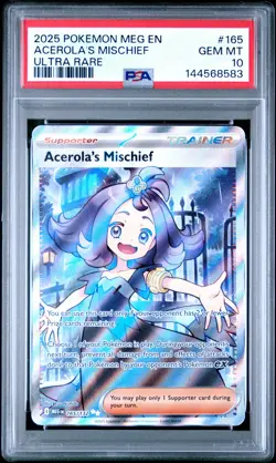 2025 POKEMON MEG EN-MEGA EVOLUTION ULTRA RARE #165 ACEROLA'S MISCHIEF PSA 10 - Image 1