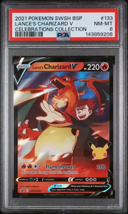 2021 POKEMON SWSH PROMO CELEBRATIONS COLLECTION LANCE'S CHARIZARD V PSA 8 - Image 1