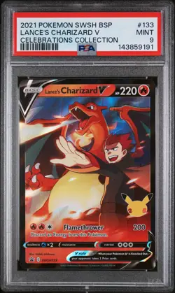 2021 POKEMON SWSH PROMO CELEBRATIONS COLLECTION LANCE'S CHARIZARD V PSA 9 - Image 1