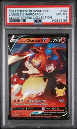 2021 POKEMON SWSH PROMO CELEBRATIONS COLLECTION LANCE'S CHARIZARD V PSA 8 - Image 1