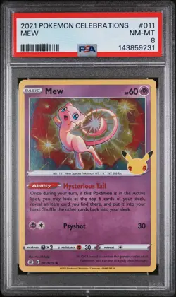 2021 POKEMON CELEBRATIONS #011 MEW PSA 8 - Image 1
