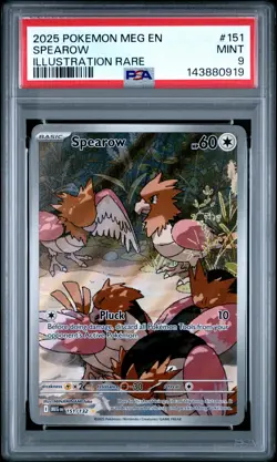 2025 POKEMON MEG EN-MEGA EVOLUTION ILLUSTRATION RARE #151 SPEAROW PSA 9 - Image 1
