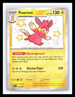 💥 Pawmot - # 144/091 Pokemon TCG SV: Paldean Fates Baby Shiny Rare Holo 2024 - Image 1