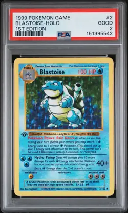 1999 POKEMON BASE SET 1ST EDITION #2 BLASTOISE-HOLO PSA 2 - Image 1