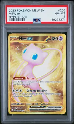2023 POKEMON MEW EN-151 HYPER RARE #205 MEW EX PSA 8 - Image 1