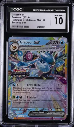 2025 POKEMON PRISMATIC EVOLUTIONS-SURPRISE BOX #026/131 CGC 10 GEM MINT - Image 1