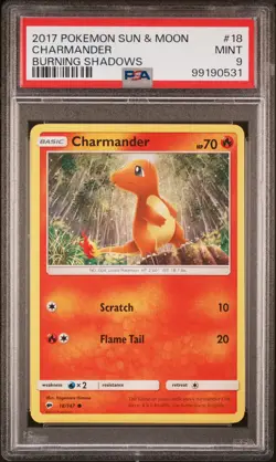 2017 POKEMON SUN & MOON BURNING SHADOWS #18 CHARMANDER PSA 9 - Image 1