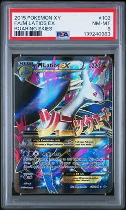 2015 POKEMON XY ROARING SKIES #102 FULL ART/M LATIOS EX PSA 8 - Image 1