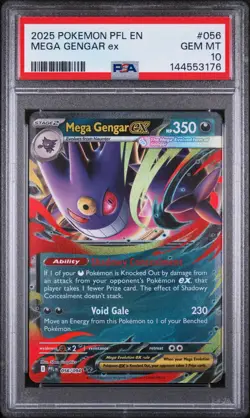 2025 POKEMON PFL EN-PHANTASMAL FLAMES #056 MEGA GENGAR EX PSA 10 - Image 1