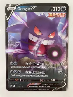 Holo Foil Gengar V 156/264 Ultra Rare Pokemon SWSH08: Fusion Strike NM - Image 1