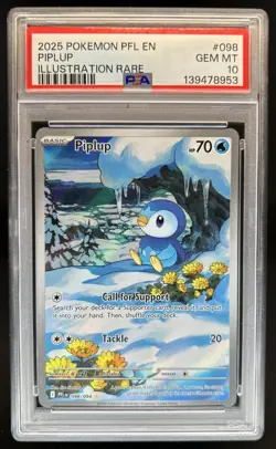 2025 Pokemon Phantasmal Flames Piplup Illustration Rare #098/094 PSA 10 GEM MINT - Image 1