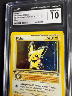 Pokemon 2000 Pichu Holo Neo Genesis - 1st Ed. #12 CGC 10 *SWIRL* - Image 3