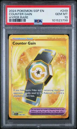2024 POKEMON SSP EN-SURGING SPARKS HYPER RARE #249 COUNTER GAIN PSA 10 - Image 1