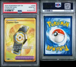 2024 POKEMON SSP EN-SURGING SPARKS HYPER RARE #249 COUNTER GAIN PSA 10 - Image 3