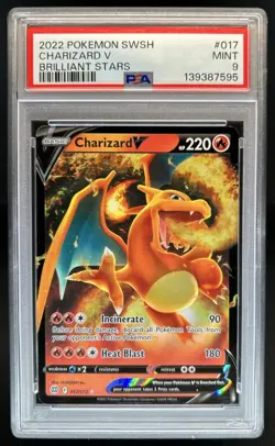 2022 Pokemon SWSH Brilliant Stars Charizard V #017/172 PSA 9 - Image 1
