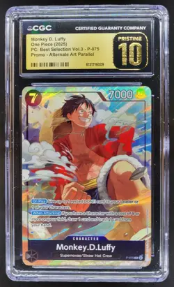 2025 ONE PIECE MONKEY D. LUFFY PROMO ALT ART P-075 CGC 10 PRISTINE PT - Image 1
