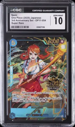 2025 ONE PIECE JPN 3RD ANV SET SUPER RARE #OP11-054 NAMI CGC 10 GEM MINT - Image 1