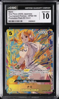 2025 ONE PIECE JPN TOURNAMENT PROMOS NAMI CGC 10 GEM MINT - Image 1