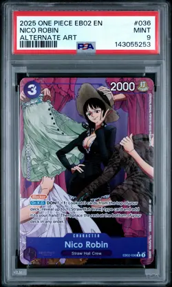 2025 ONE PIECE EB02-ANIME 25TH COLLECTION ALT ART #036 NICO ROBIN PSA 9 - Image 1