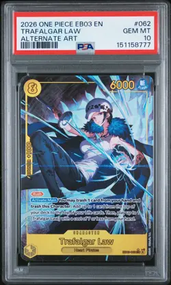 2026 ONE PIECE EB03-ONE PIECE HEROINES EDITION ALT ART TRAFALGAR LAW PSA 10 - Image 1