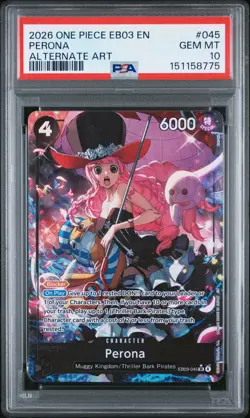 2026 ONE PIECE EB03-EXTRA BOOSTER -ONE PIECE HEROINES ED- #045 PERONA PSA 10 - Image 1