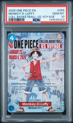 2026 ONE PIECE PROMOS ONE PIECE COLLEGE BK: US VOYAGE MONKEY D. LUFFY PSA 10 - Image 1
