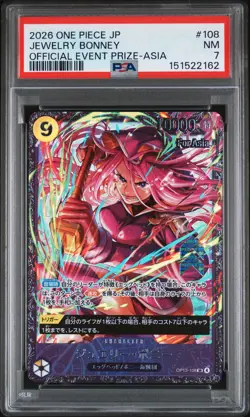 2026 ONE PIECE JPN PROMOS OFFICIAL EVENT PRIZE-ASIA #108 JEWELRY BONNEY PSA 7 - Image 1