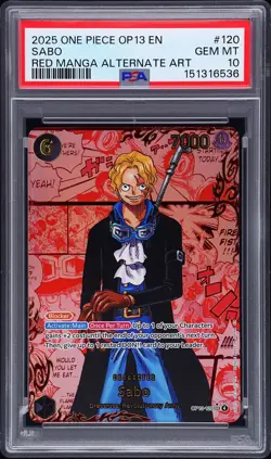 2025 ONE PIECE OP13-CARRYING ON HIS WILL RED MANGA ALTERNATE ART SABO PSA 10 - Image 1