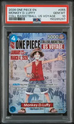 2026 ONE PIECE PROMOS ONE PIECE COLLEGE BK: US VOYAGE MONKEY D. LUFFY PSA 10 - Image 1