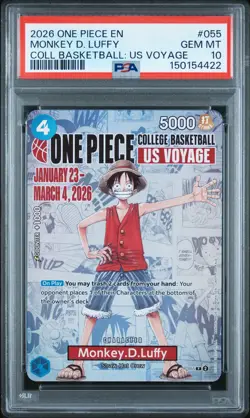 2026 ONE PIECE PROMOS ONE PIECE COLLEGE BK: US VOYAGE MONKEY D. LUFFY PSA 10 - Image 1