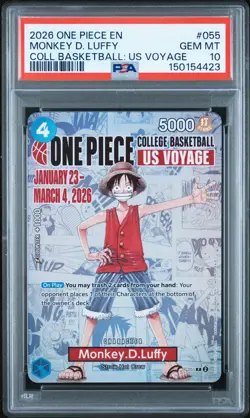2026 ONE PIECE PROMOS ONE PIECE COLLEGE BK: US VOYAGE MONKEY D. LUFFY PSA 10 - Image 1